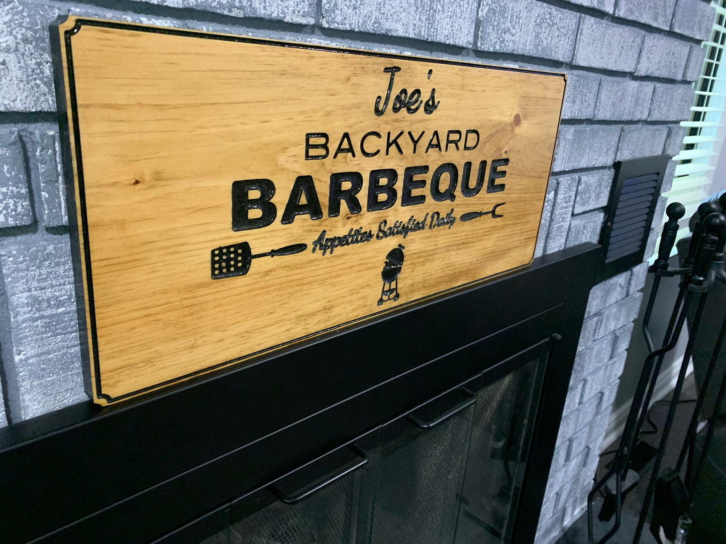 Customized Wood BBQ Sign, Wood Art Sign, Engraved Wood Sign, Custom Sign, Outdoor BBQ wood Sign, Personalized BBQ Sign Active
