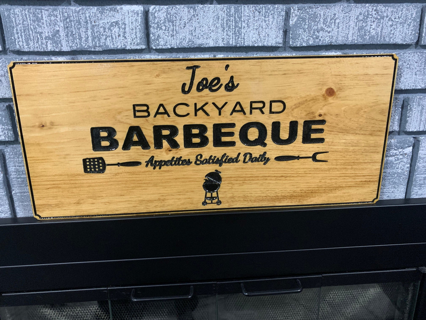 Customized Wood BBQ Sign, Wood Art Sign, Engraved Wood Sign, Custom Sign, Outdoor BBQ wood Sign, Personalized BBQ Sign Active