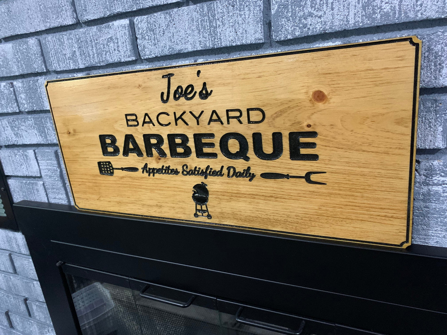Customized Wood BBQ Sign, Wood Art Sign, Engraved Wood Sign, Custom Sign, Outdoor BBQ wood Sign, Personalized BBQ Sign Active