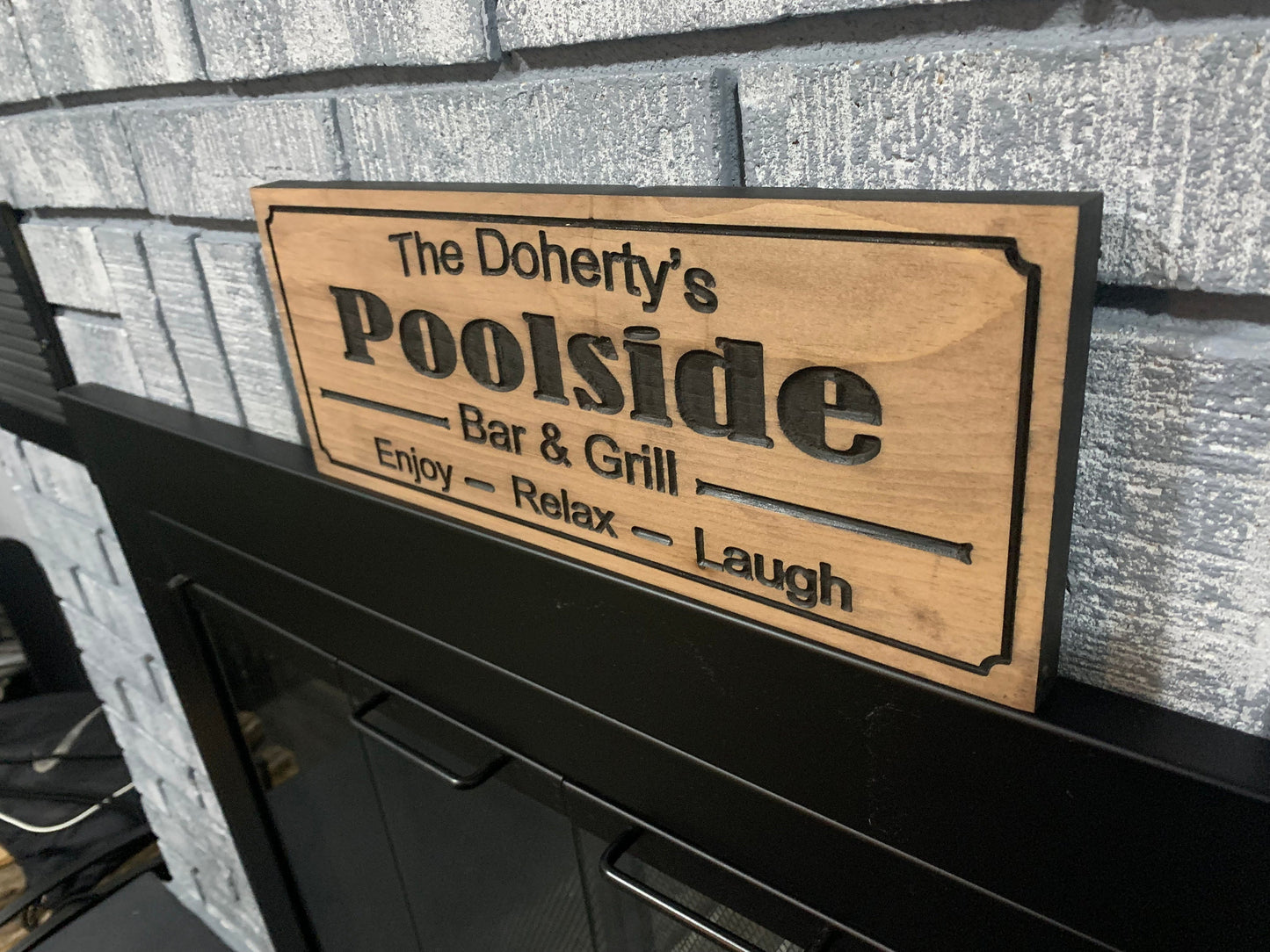 Personalized Outdoor Poolside Sign | Custom Engraving | Family Name Sign | Anniversary Gift | Wooden Engraved Sign | Wood Sign