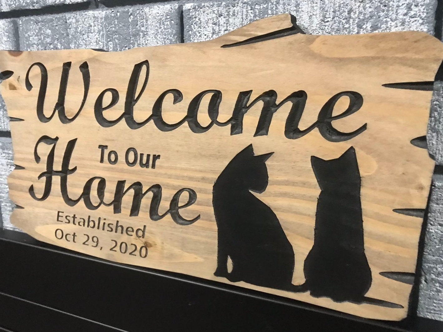 Custom Home Sign | Wooden Outdoor Sign | Anniversary Gift | Welcome Home Pet Sign | Rustic Cottage Sign | Engraved Sign | Wooden Sign