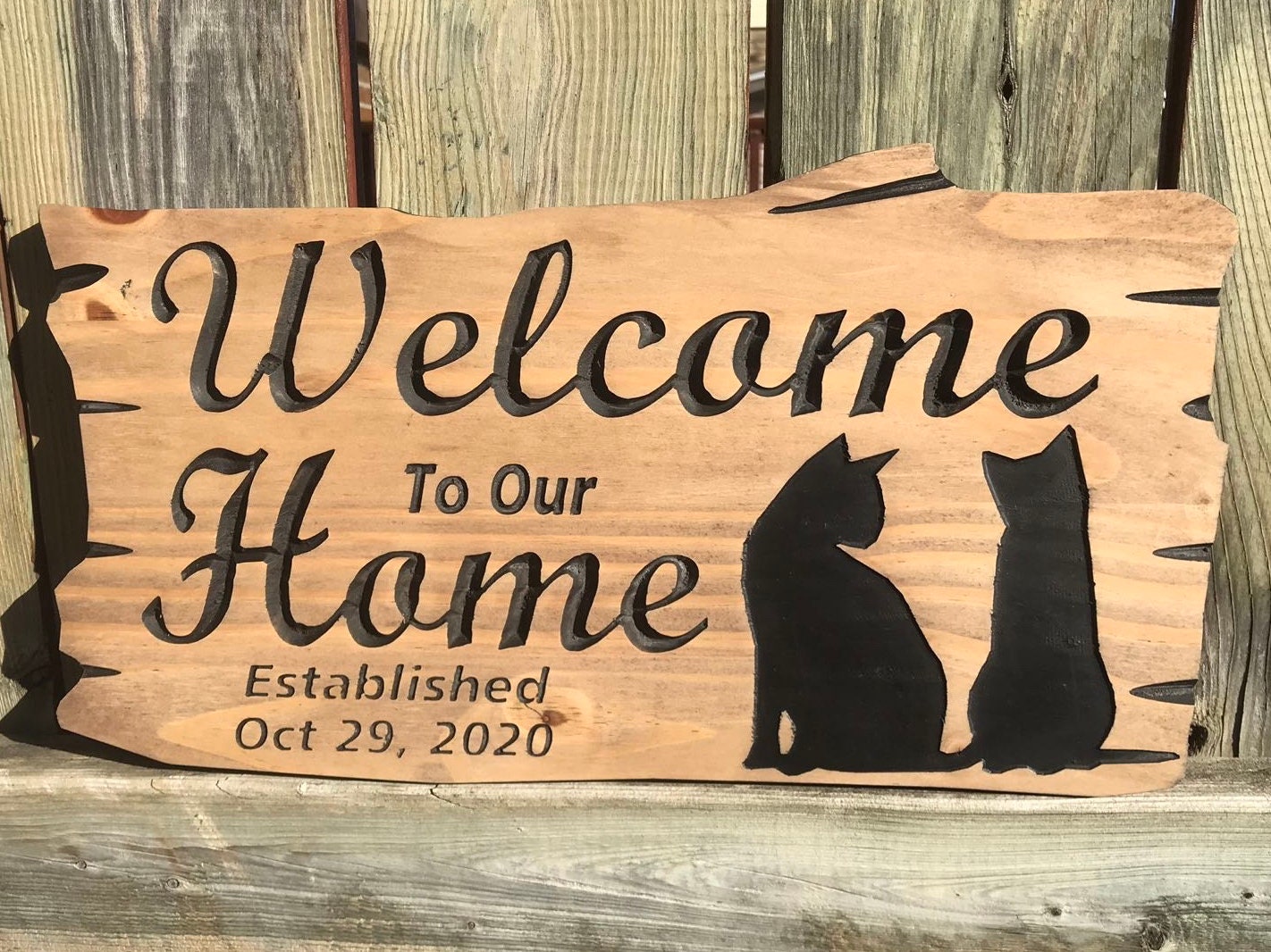 Custom Home Sign | Wooden Outdoor Sign | Anniversary Gift | Welcome Home Pet Sign | Rustic Cottage Sign | Engraved Sign | Wooden Sign