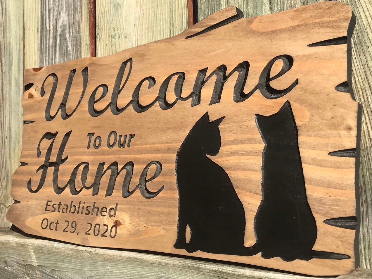 Custom Home Sign | Wooden Outdoor Sign | Anniversary Gift | Welcome Home Pet Sign | Rustic Cottage Sign | Engraved Sign | Wooden Sign