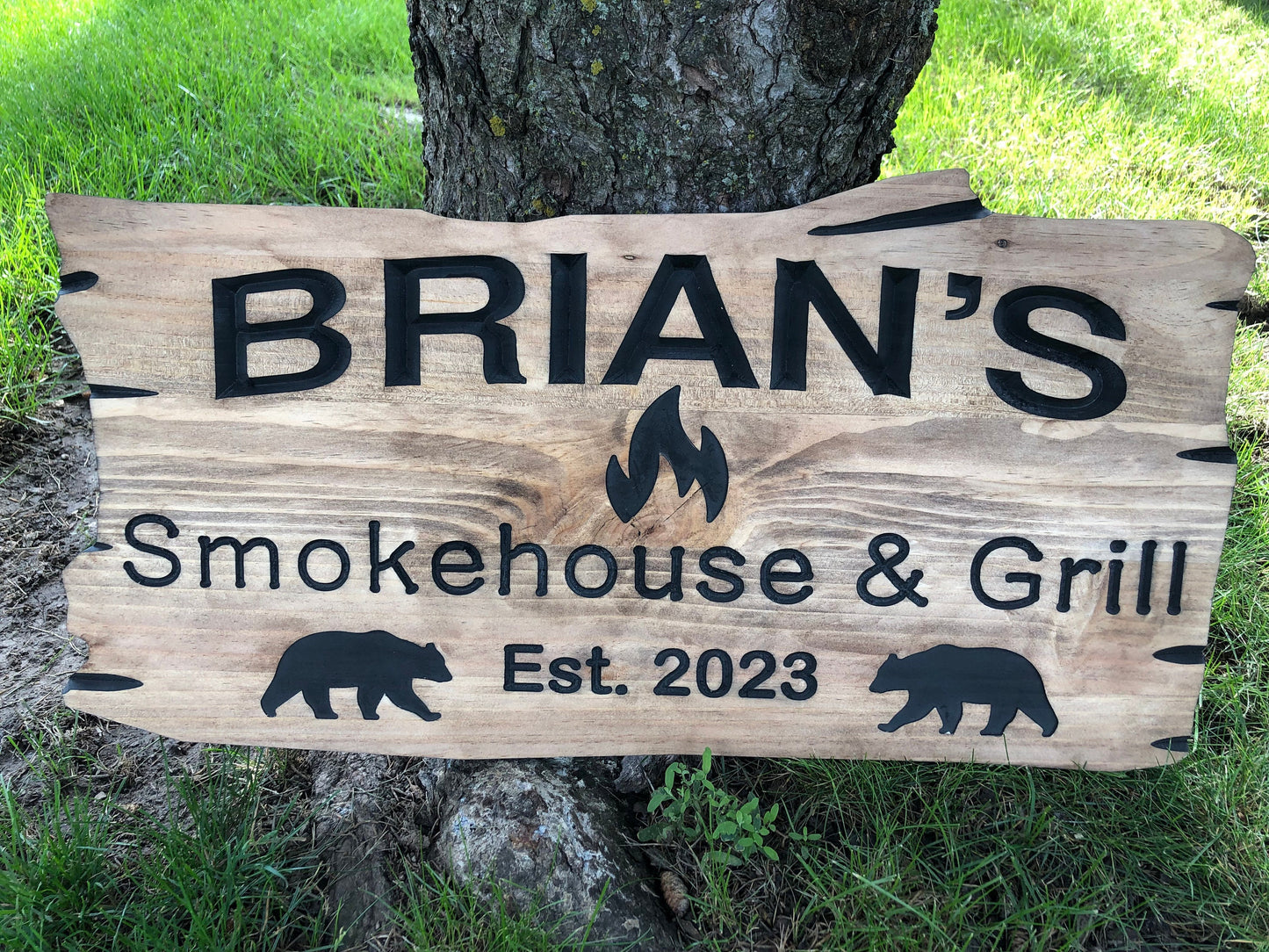 Custom Outdoor BBQ Sign | Wood Grill Sign | Anniversary Gift | Father's Day Birthday Gift | Rustic Sign | Engraved Sign | Wedding Gift