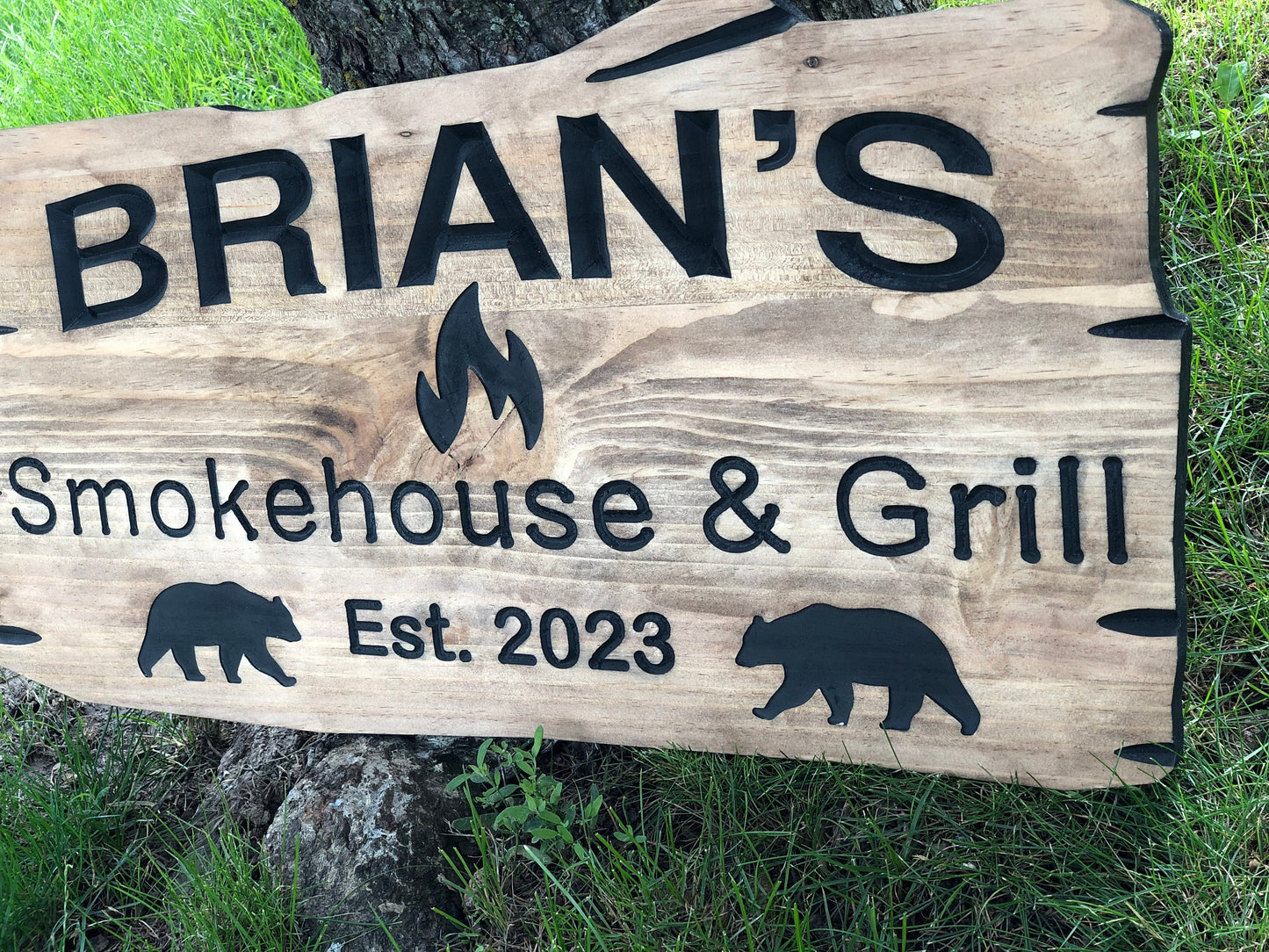 Custom Outdoor BBQ Sign | Wood Grill Sign | Anniversary Gift | Father's Day Birthday Gift | Rustic Sign | Engraved Sign | Wedding Gift