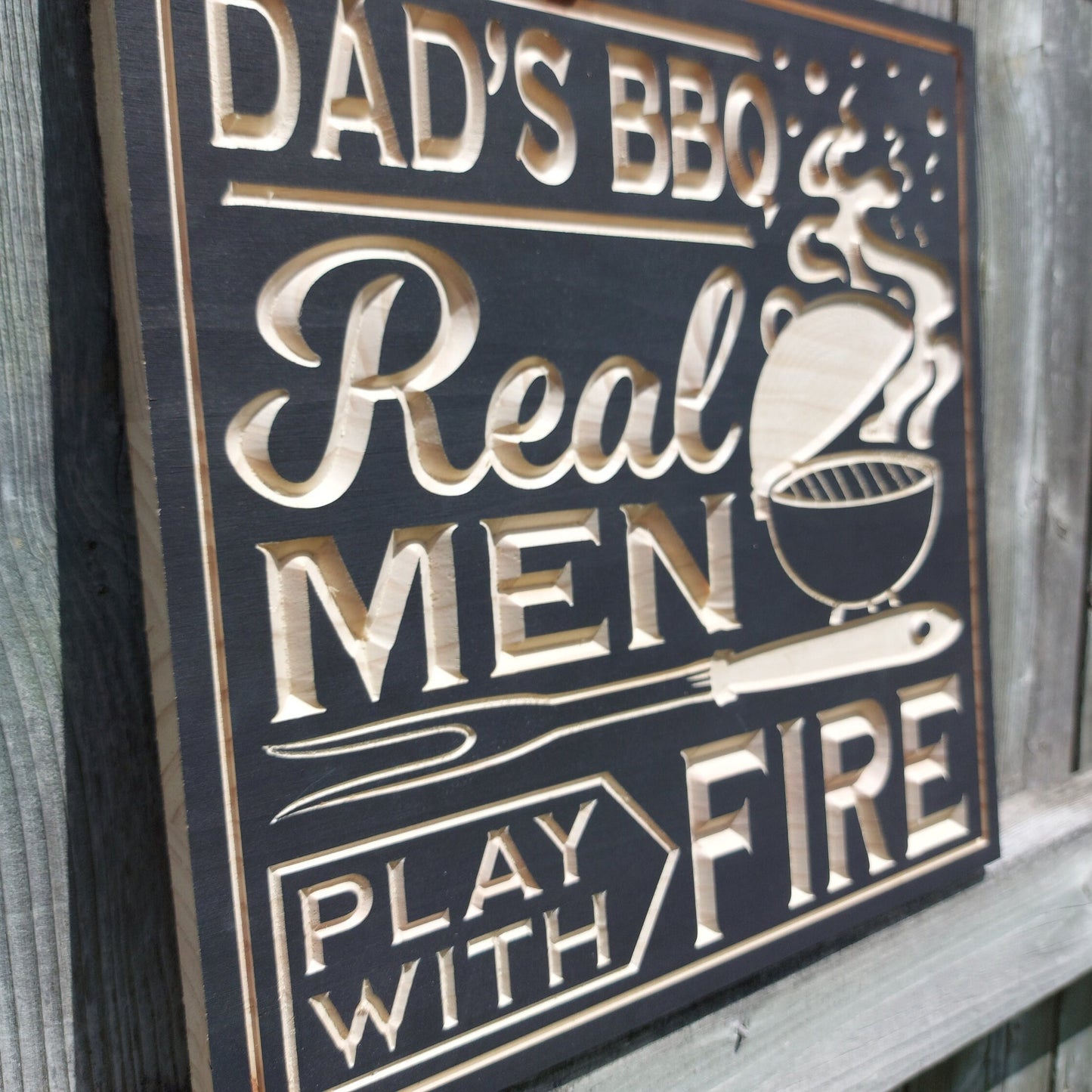 Wood Backyard BBQ Sign | Custom Name Engraving | Personalized BBQ Sign | Custom Outdoor Wood Sign | Carved Wooden Sign | Father's Day Gift |
