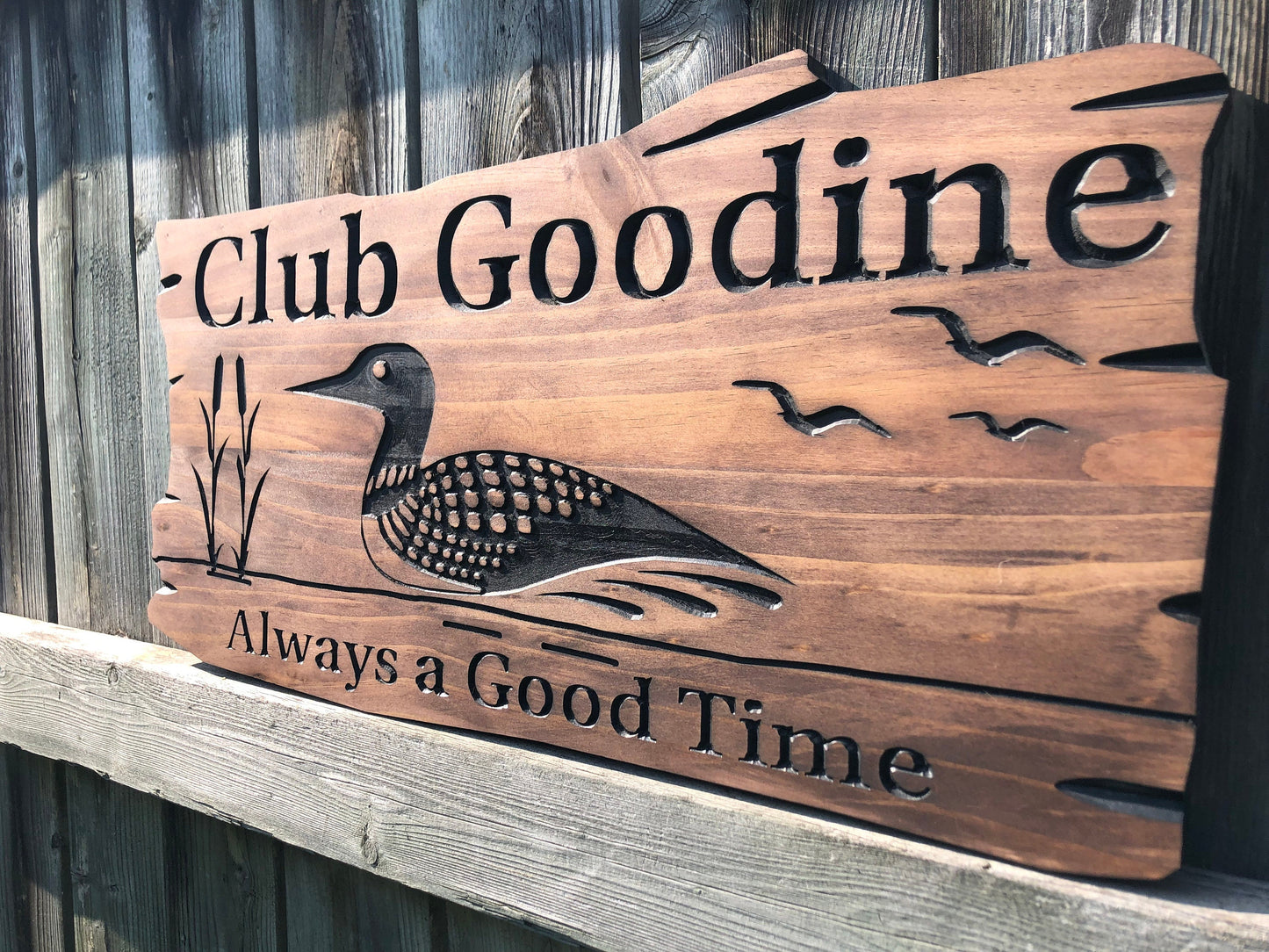 Custom Outdoor Cottage Sign | Wooden Anniversary Gift | Personalized Lakehouse Sign | Rustic Cottage Sign | Engraved Sign | Wood Sign | Loon