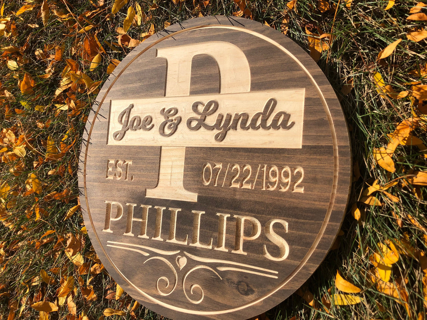 Personal Monogram Wedding Gift Custom Wooden Sign Anniversary Couple Gift Engraved Engraving Decorative Signs family namesign