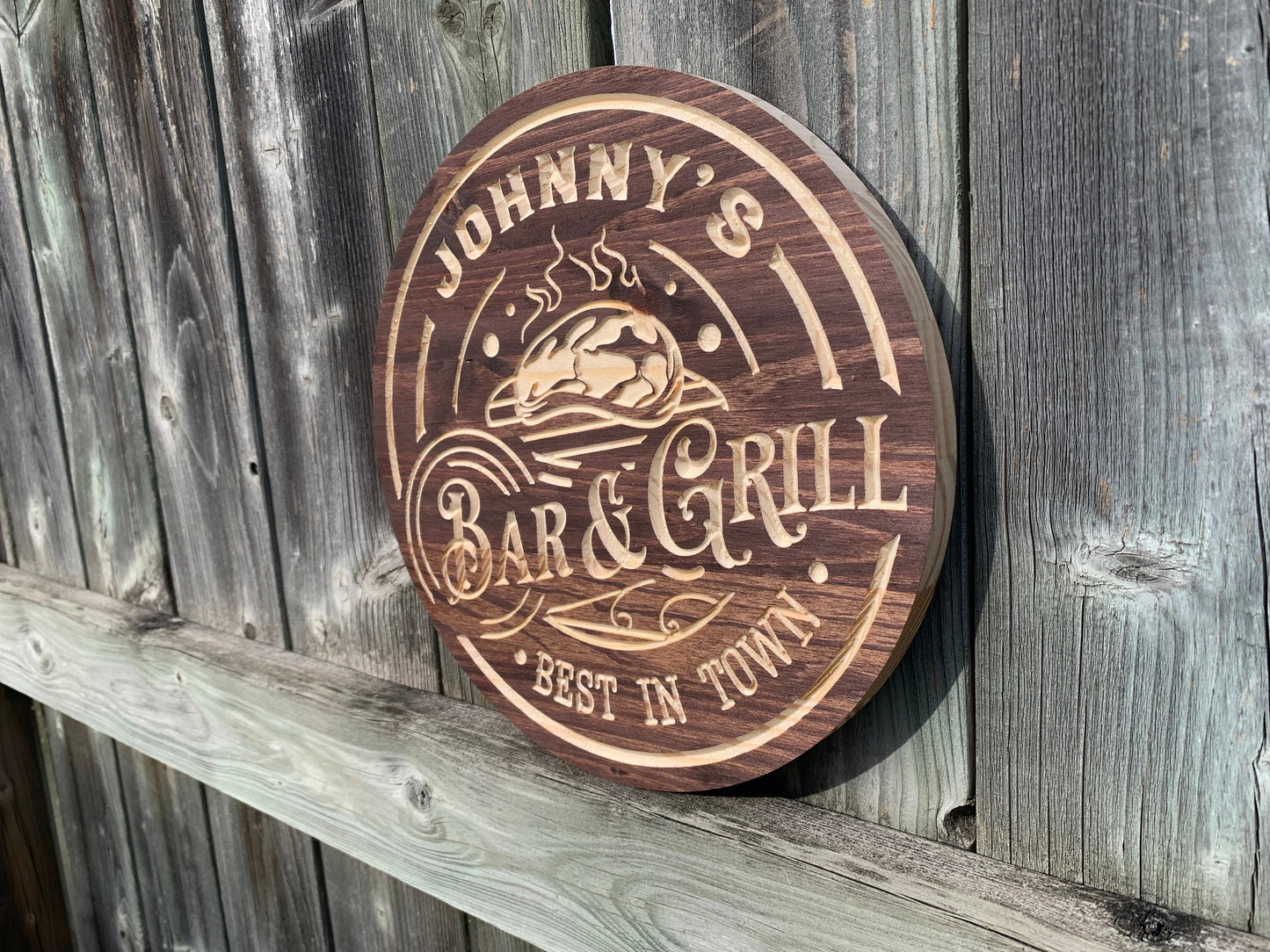 Custom Outdoor Wood Backyard BBQ Sign | Custom Name Engraving | Personalized BBQ Sign | Engraved Wooden Sign | Wood Sign