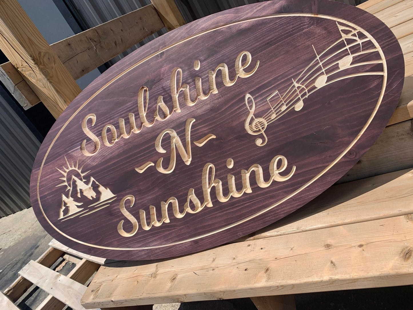 Custom Wooden Sign | Engraved Housewarming Gift | Anniversary Gift | Carved Wood Music sign | Rustic Oval Personalized gift