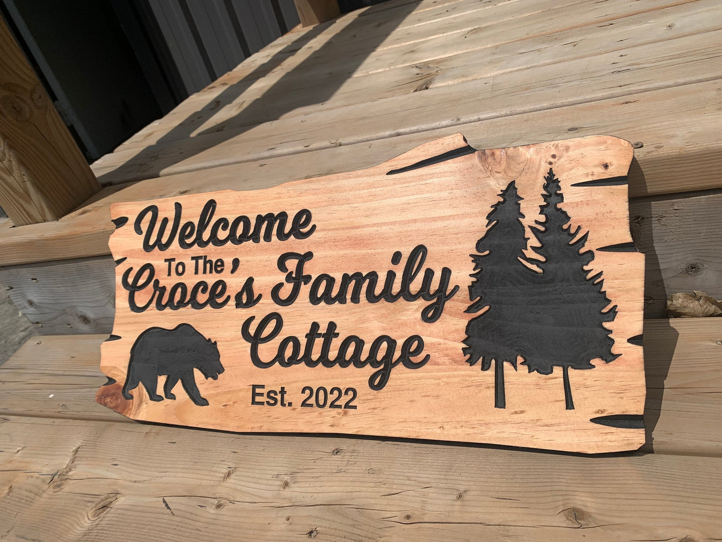 Outdoor Cottage Sign | Custom Cottage Sign | Wood Cottage Sign | Anniversary Gift | Welcome Sign | Rustic Cottage Sign | Engraved Sign