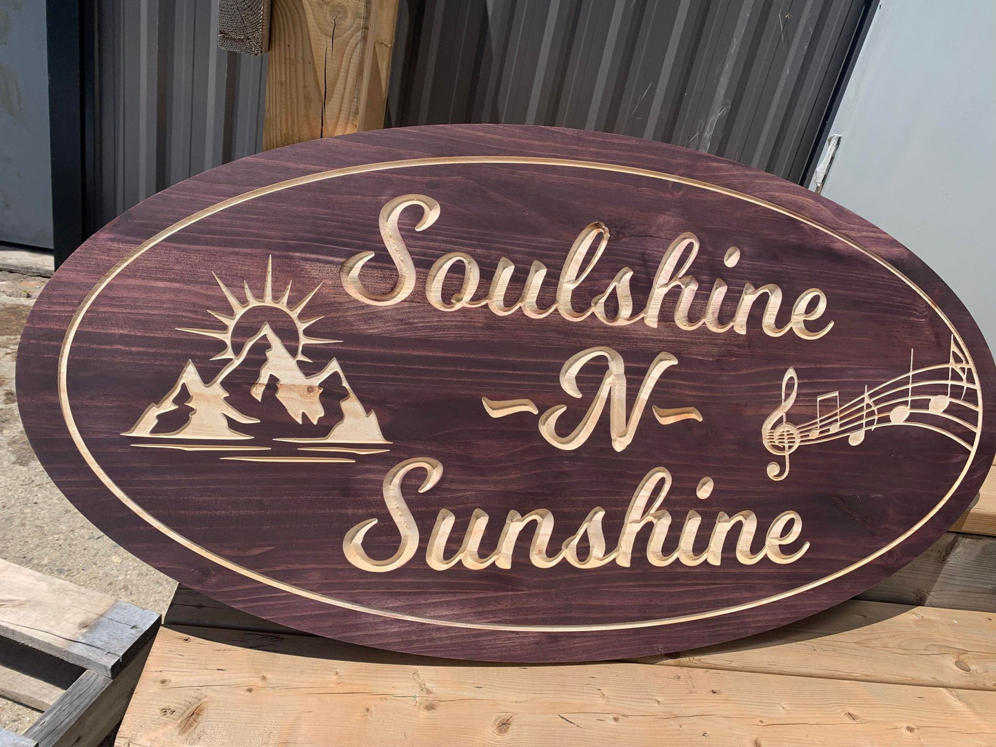 Custom Wooden Sign | Engraved Housewarming Gift | Anniversary Gift | Carved Wood Music sign | Rustic Oval Personalized gift