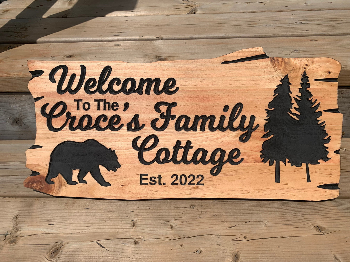 Outdoor Cottage Sign | Custom Cottage Sign | Wood Cottage Sign | Anniversary Gift | Welcome Sign | Rustic Cottage Sign | Engraved Sign