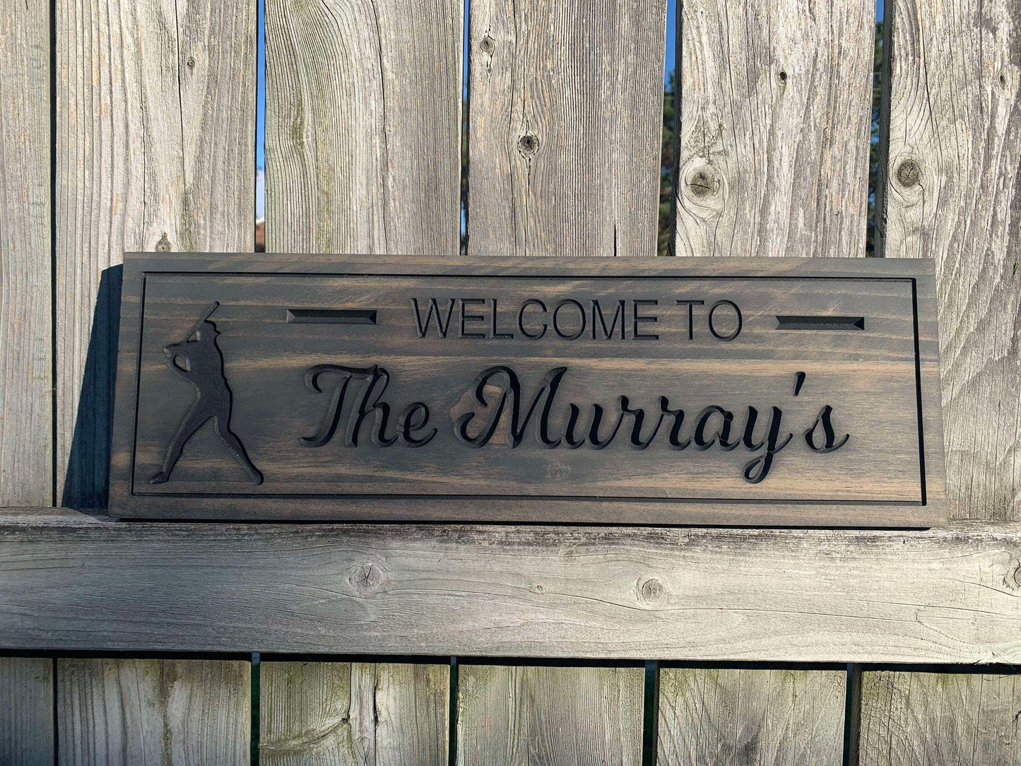 Personalized Family Welcome Sign, Custom Wood Sign, Welcome Sign, Wooden Sign, Engraved Wood Sign, Baseball family Welcome Sign