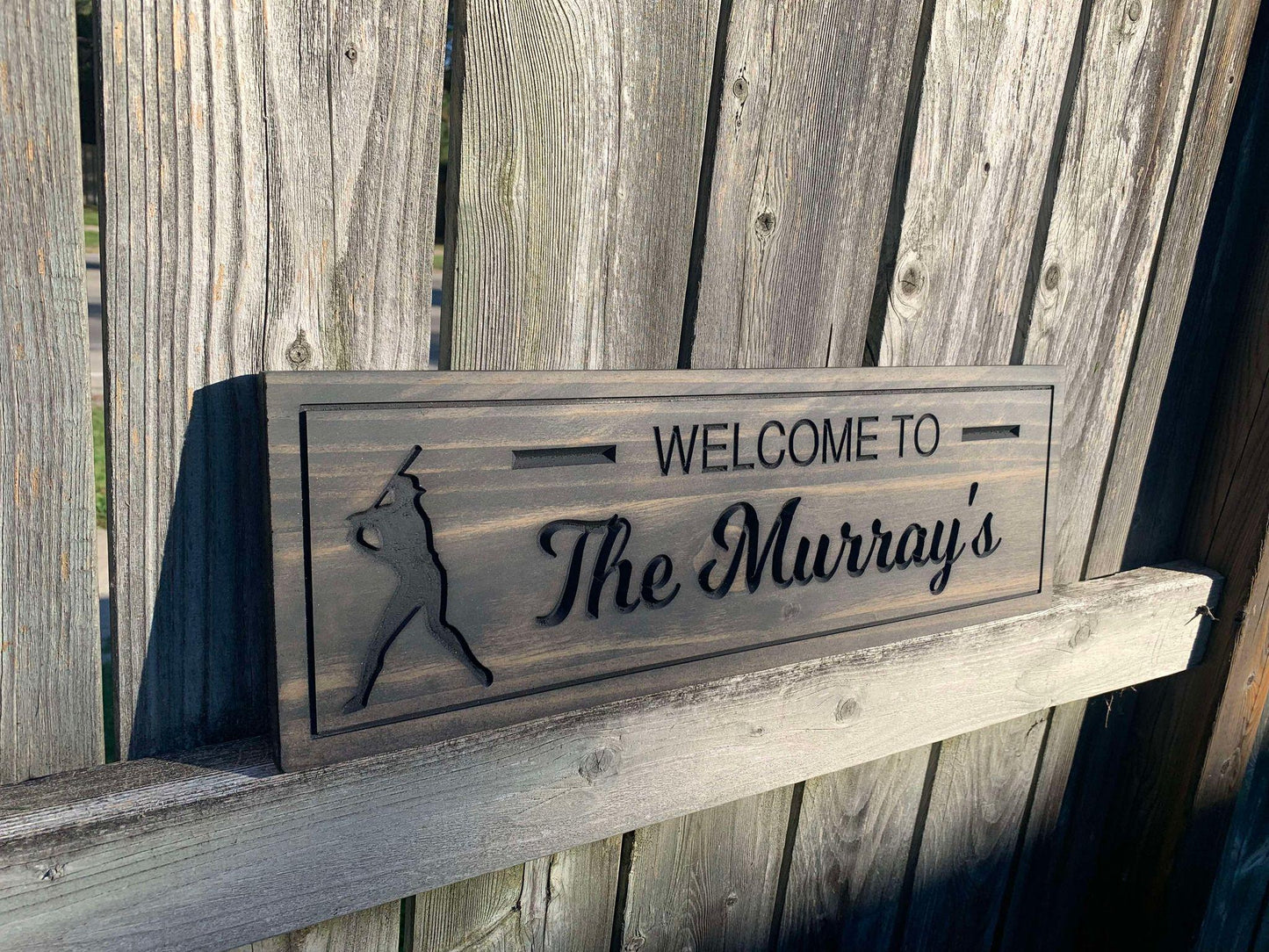 Personalized Family Welcome Sign, Custom Wood Sign, Welcome Sign, Wooden Sign, Engraved Wood Sign, Baseball family Welcome Sign