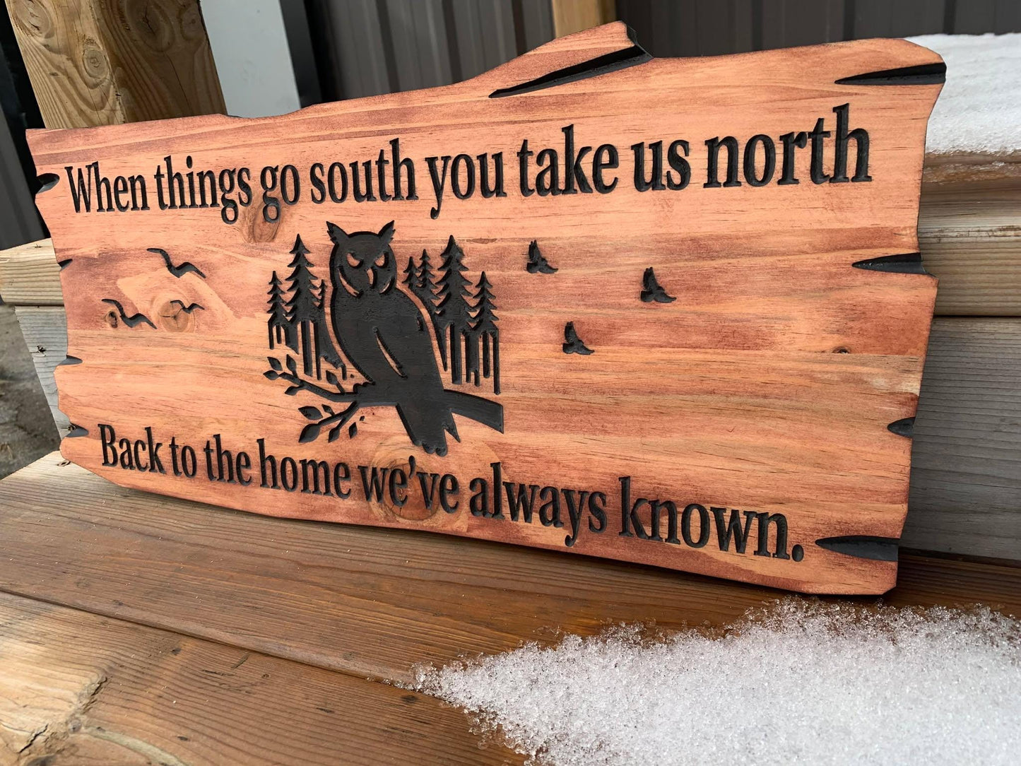 Owl Cottage Sign | Custom Cottage Sign | Wood Cottage Sign | Anniversary Gift | Welcome Sign | Outdoor Rustic Cottage Sign | Engraved Sign
