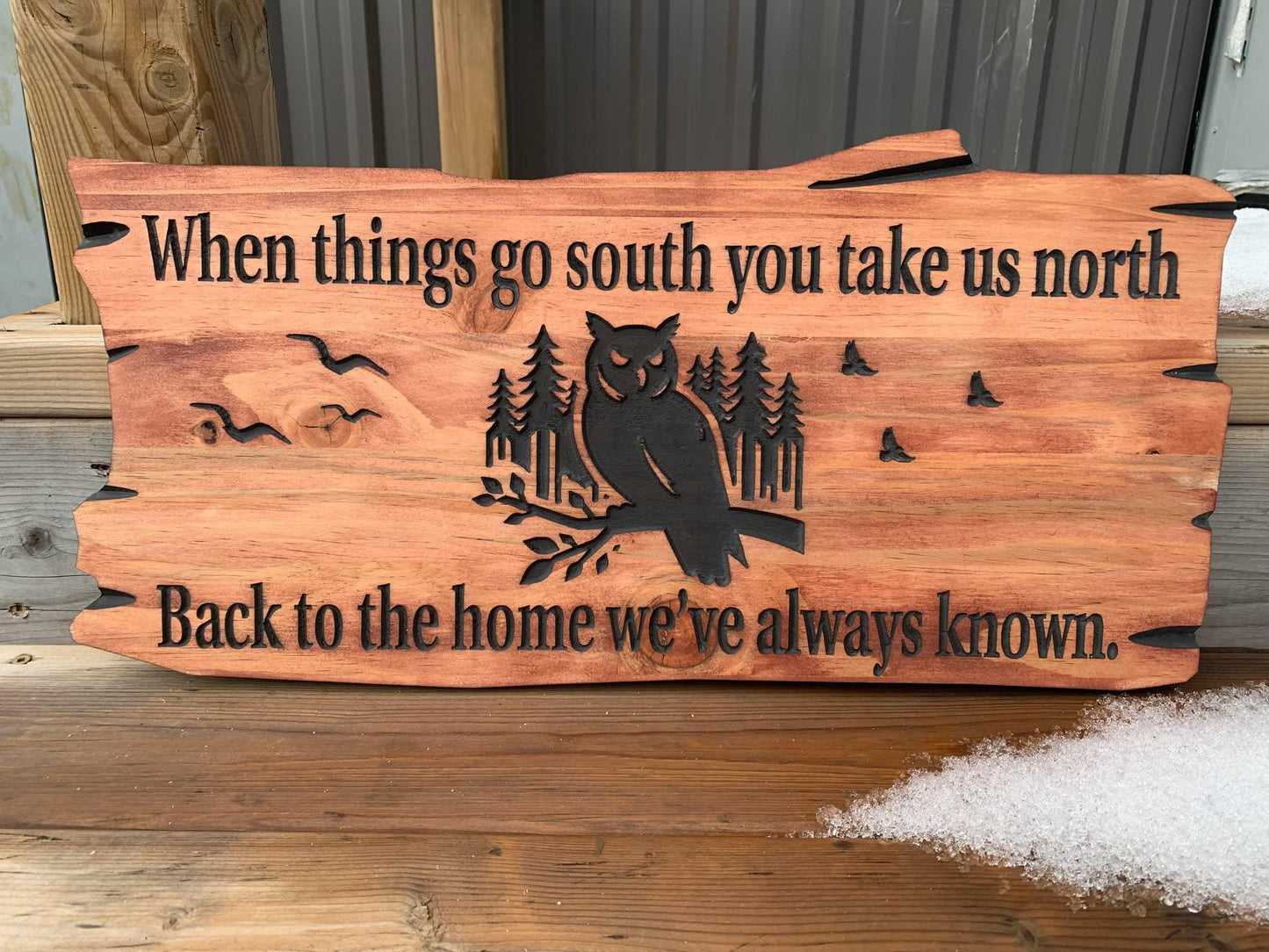 Owl Cottage Sign | Custom Cottage Sign | Wood Cottage Sign | Anniversary Gift | Welcome Sign | Outdoor Rustic Cottage Sign | Engraved Sign