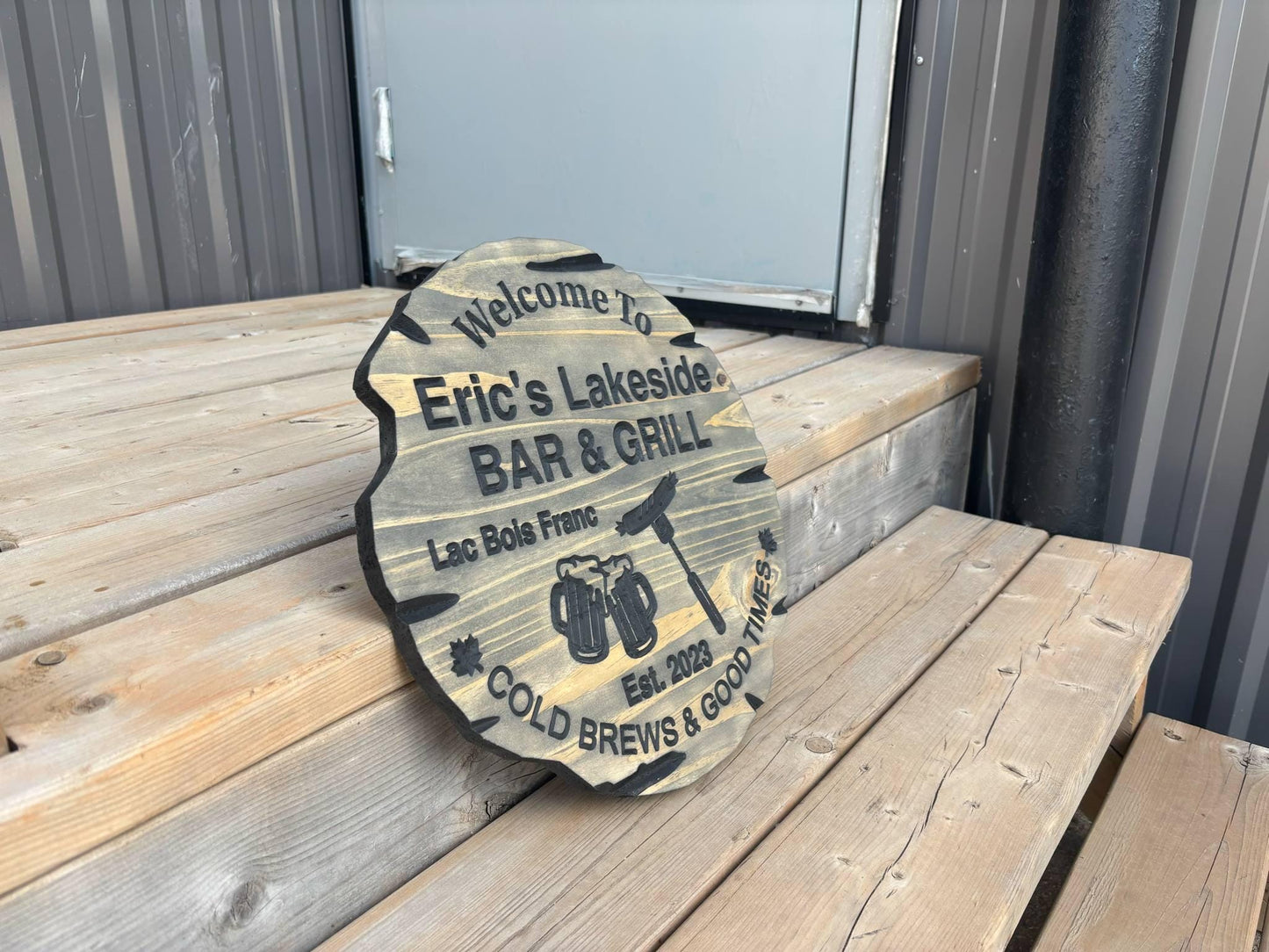 Grilling Sign - Bar Sign - Live edge wood - Bar and grill - Family name sign - custom rustic wood - Gift for him - Last Name Sign