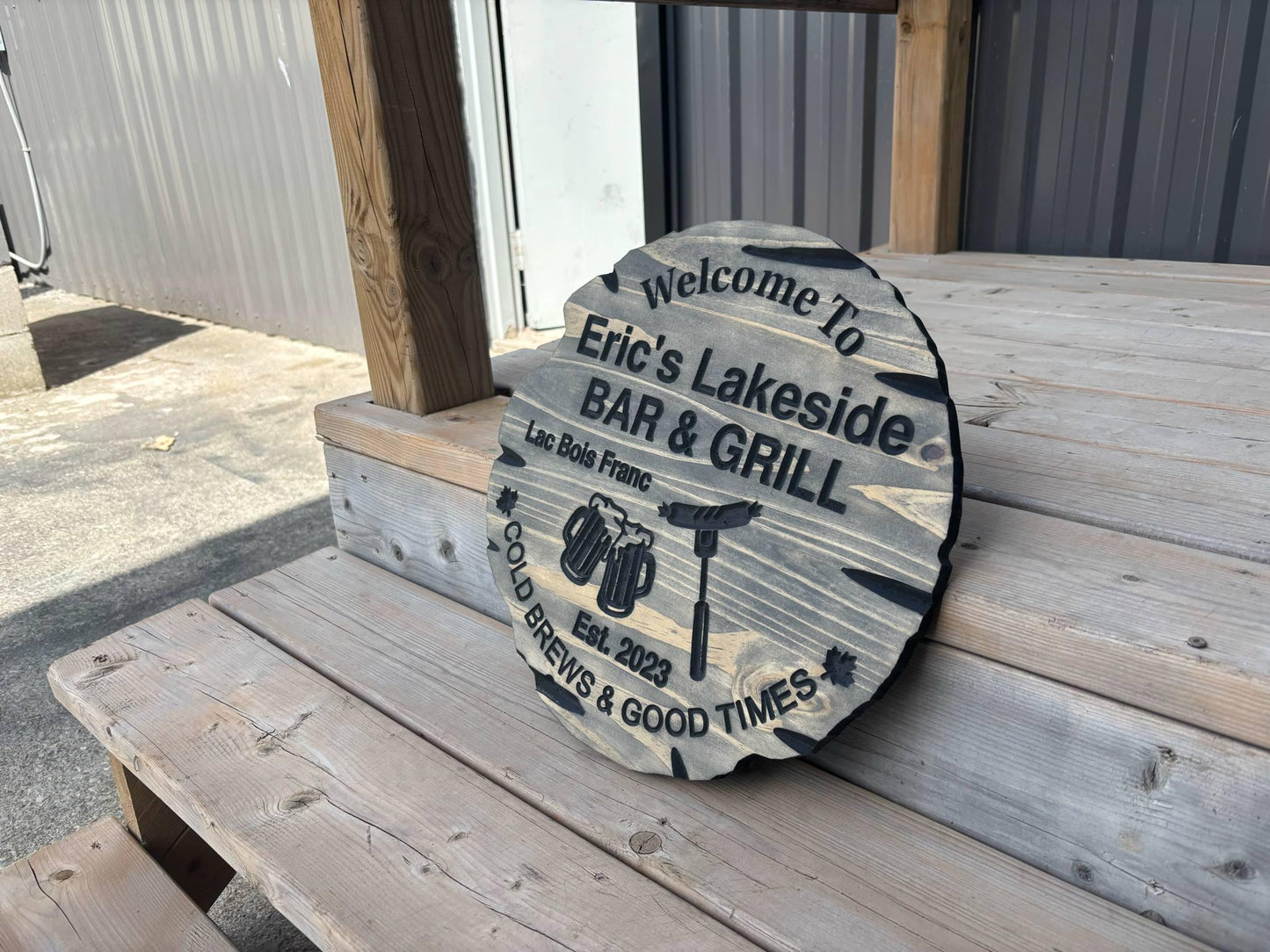 Grilling Sign - Bar Sign - Live edge wood - Bar and grill - Family name sign - custom rustic wood - Gift for him - Last Name Sign