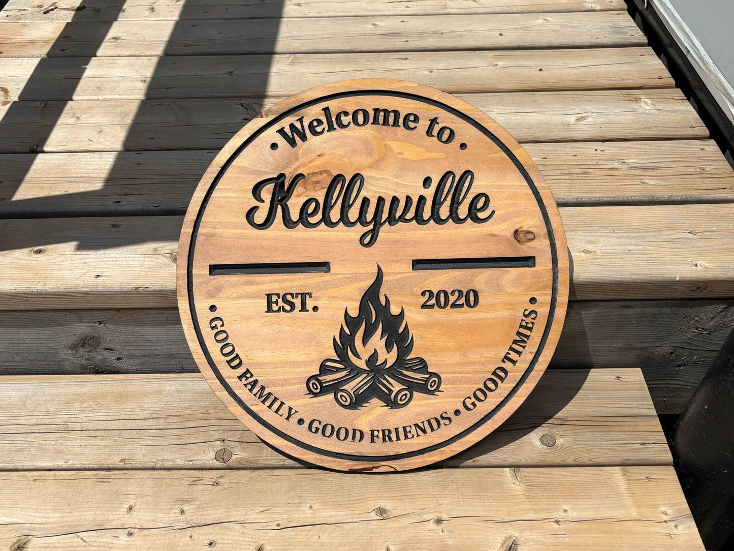 Custom Rustic Camp Sign – Personalized Wooden Outdoor Cabin Sign for Los Angeles, California Campsites & Cabins