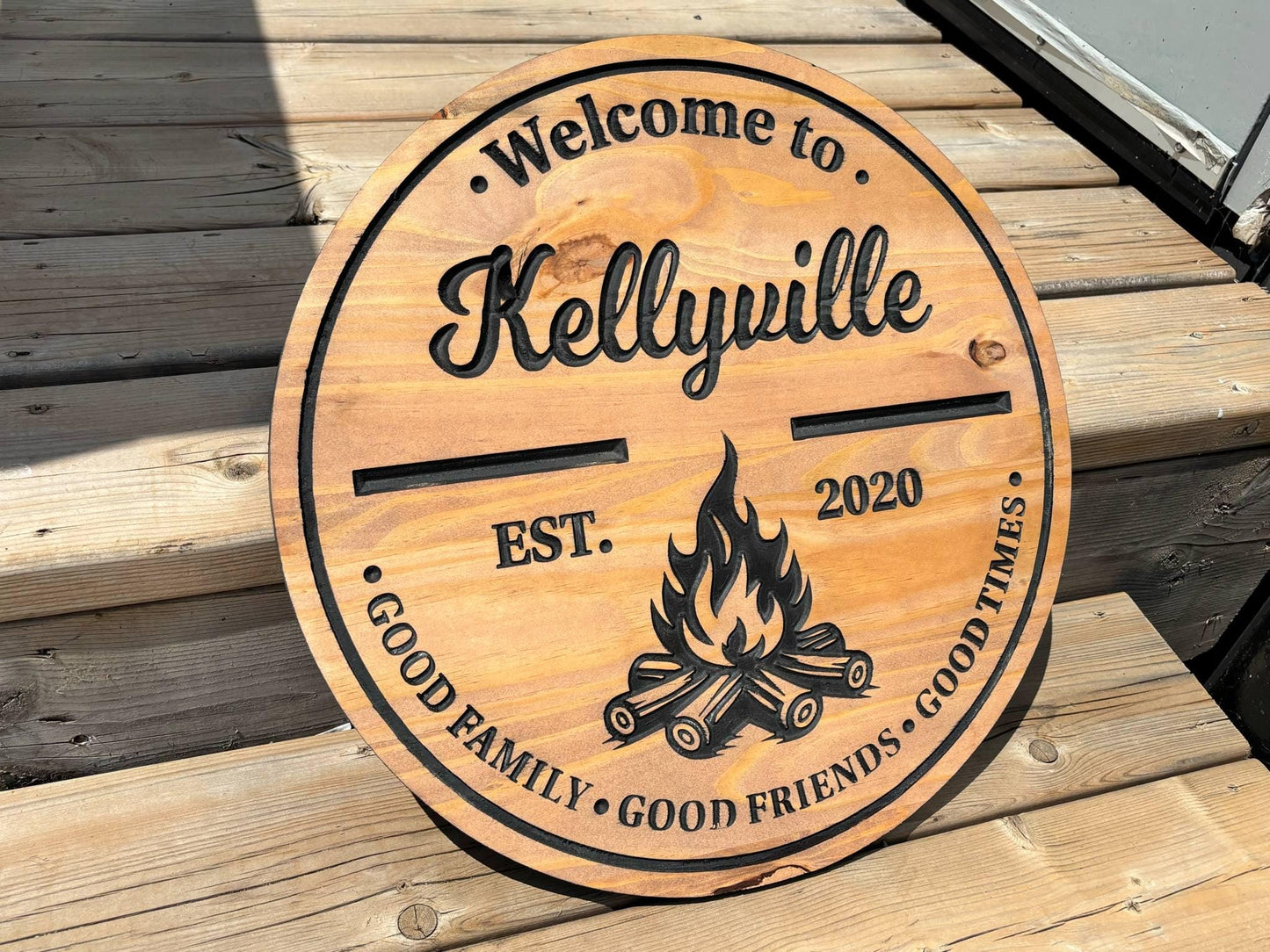 Custom Rustic Camp Sign – Personalized Wooden Outdoor Cabin Sign for Los Angeles, California Campsites & Cabins