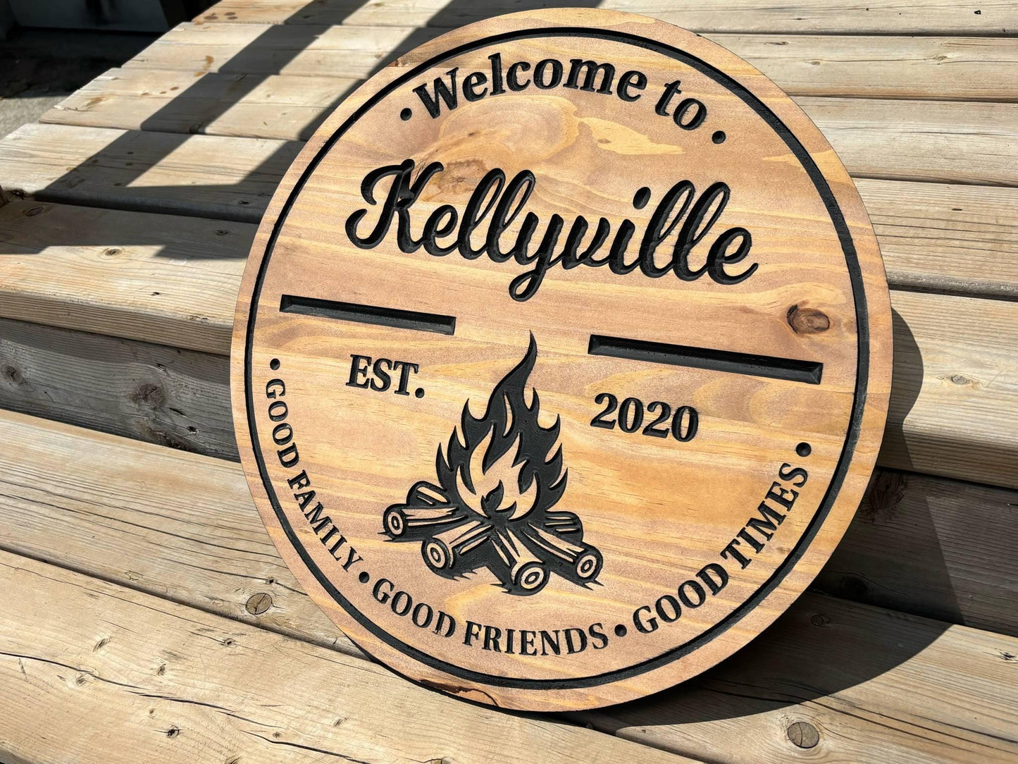 Custom Rustic Camp Sign – Personalized Wooden Outdoor Cabin Sign for Los Angeles, California Campsites & Cabins