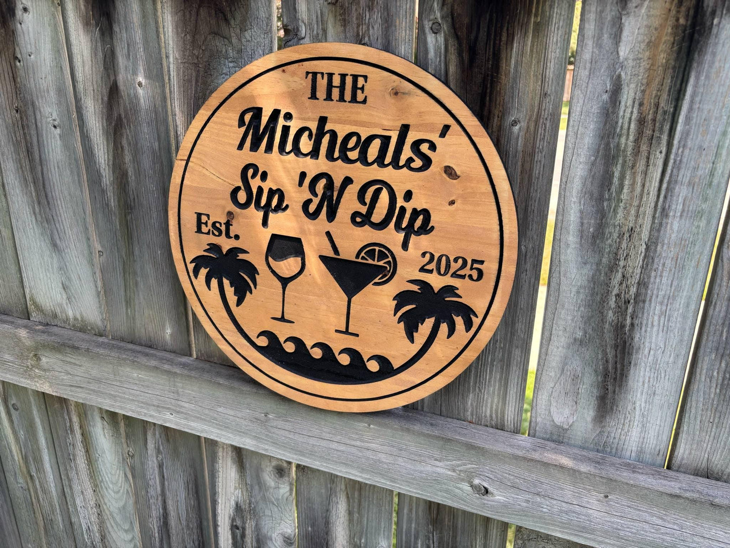 Custom Poolside Bar Sign – Outdoor Backyard Bar Decor, Weatherproof Patio Sign, Personalized Pool Bar Art