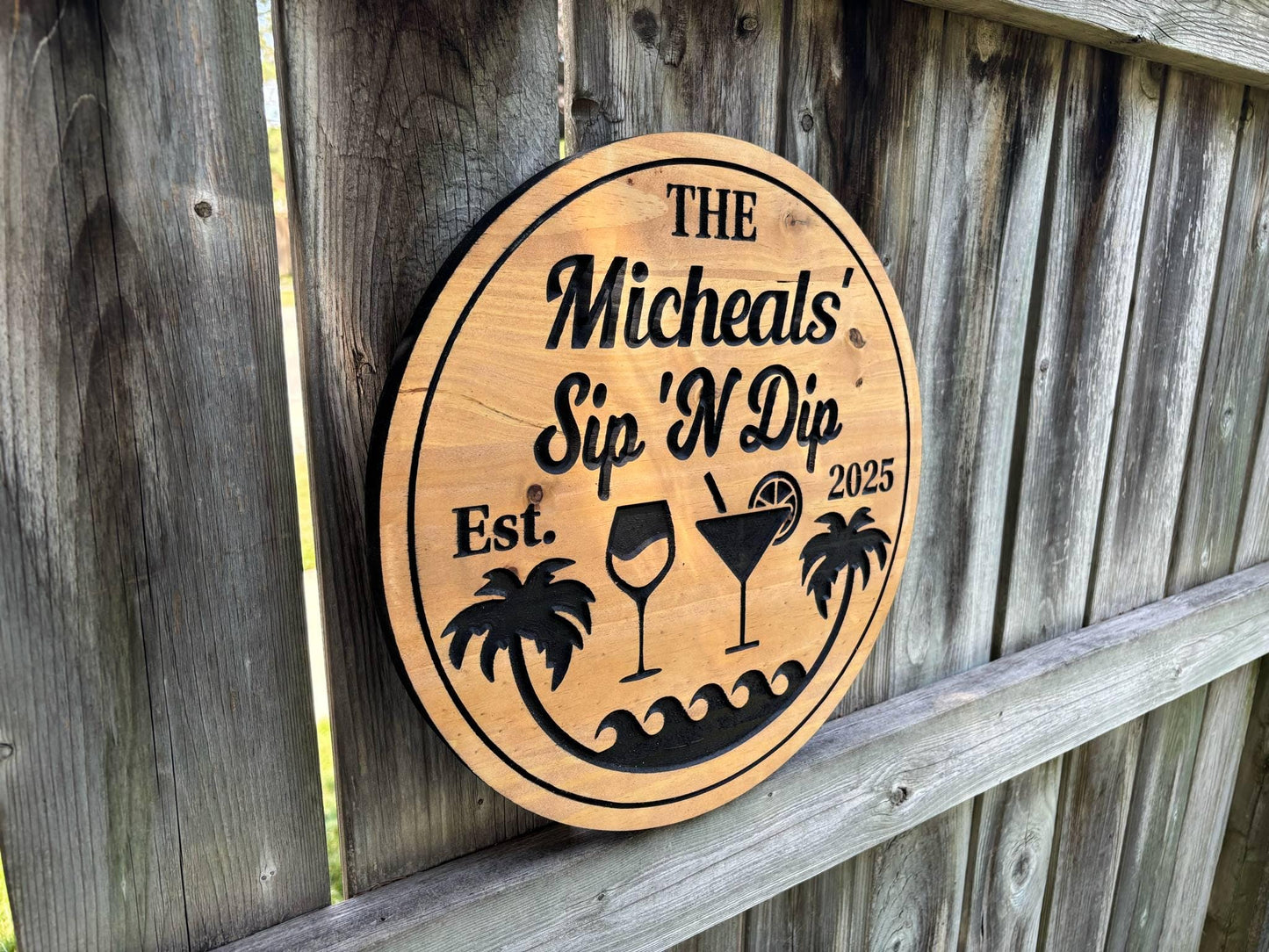 Custom Poolside Bar Sign – Outdoor Backyard Bar Decor, Weatherproof Patio Sign, Personalized Pool Bar Art