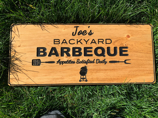 Customized Wood BBQ Sign, Wood Art Sign, Engraved Wood Sign, Custom Sign, Outdoor BBQ wood Sign, Personalized BBQ Sign Active