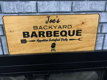 Customized Wood BBQ Sign, Wood Art Sign, Engraved Wood Sign, Custom Sign, Outdoor BBQ wood Sign, Personalized BBQ Sign Active