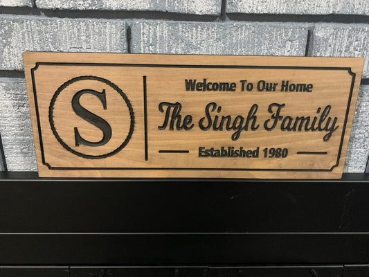 Family Sign, Last Name Sign, Custom Family Monogram, Established Sign, Personalized Wood Housewarming Gift