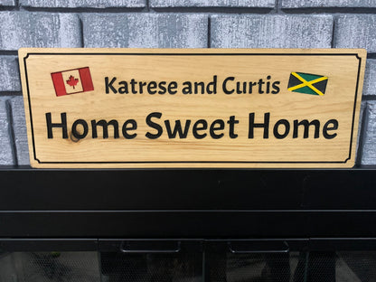 Custom Wooden Couple Sign | Personalized Anniversary or Wedding Gift | Family Name Front Door Decor