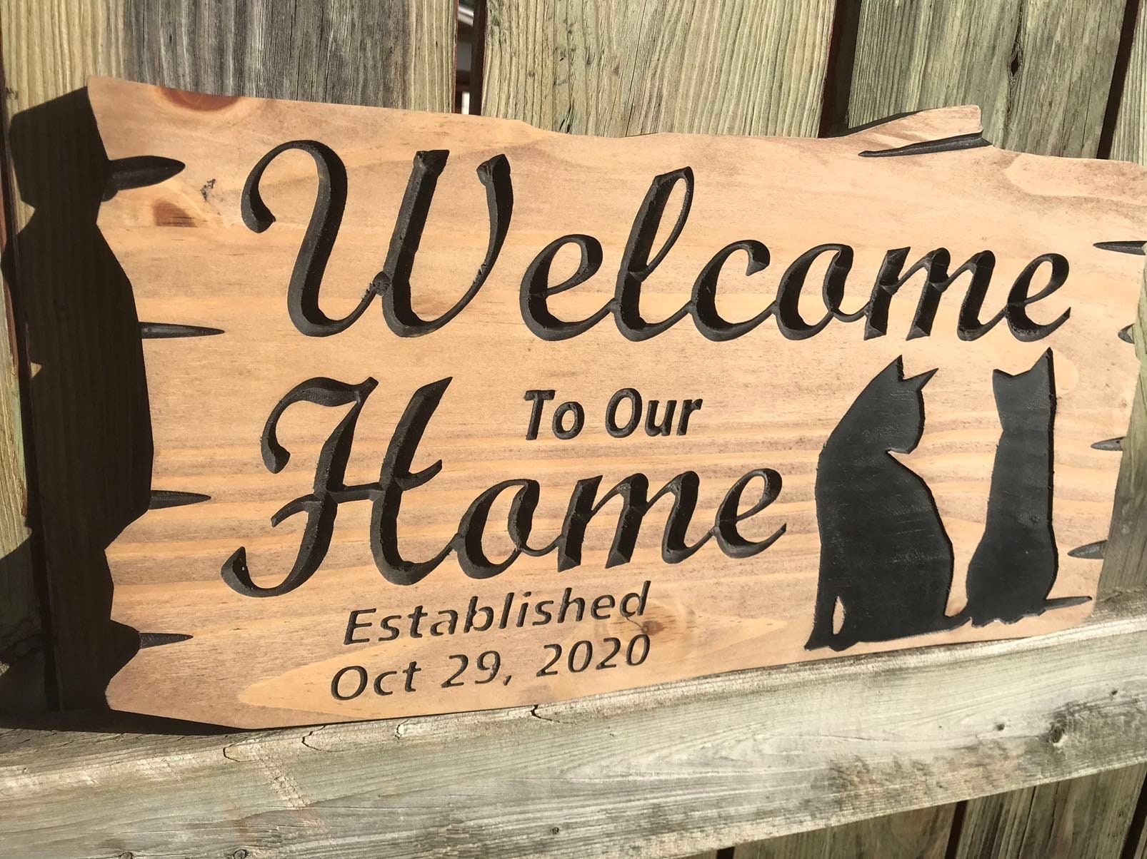 Custom Home Sign | Wooden Outdoor Sign | Anniversary Gift | Welcome Home Pet Sign | Rustic Cottage Sign | Engraved Sign | Wooden Sign