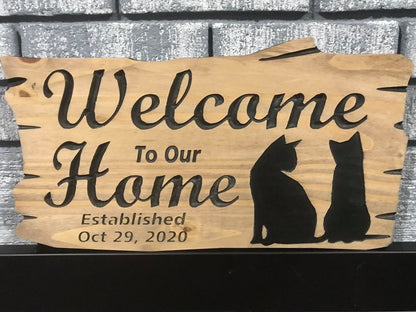 Custom Home Sign | Wooden Outdoor Sign | Anniversary Gift | Welcome Home Pet Sign | Rustic Cottage Sign | Engraved Sign | Wooden Sign
