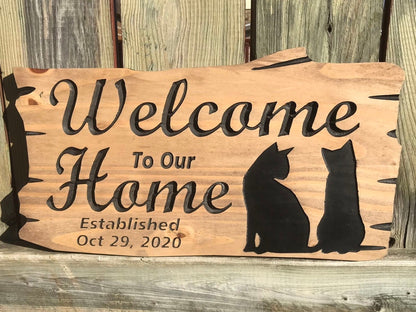Custom Home Sign | Wooden Outdoor Sign | Anniversary Gift | Welcome Home Pet Sign | Rustic Cottage Sign | Engraved Sign | Wooden Sign