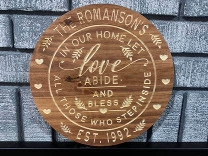 Custom Family Name Sign | Personalized Wood Sign | Wooden Family Name Sign | Custom Engraved Wood Sign