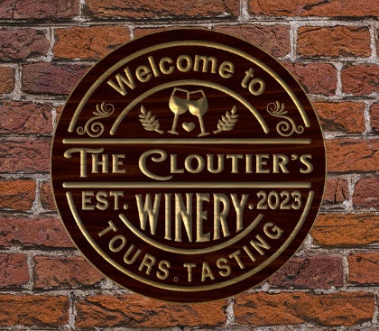 Custom Family Name Sign | Personalized Wood Sign |  Round Wooden Name Sign | Custom Engraved Wood Sign | Wine Art | Winery Circular Sign