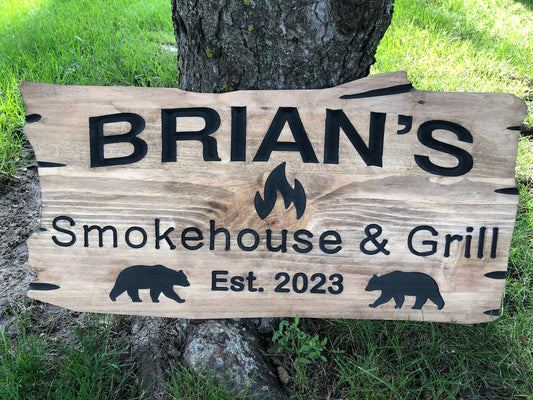 Custom Outdoor BBQ Sign | Wood Grill Sign | Anniversary Gift | Father's Day Birthday Gift | Rustic Sign | Engraved Sign | Wedding Gift