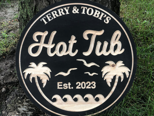 Rustic Wood Hot Tub Sign – Personalized Spa Decor, Cabin Hot Tub Gift, Outdoor Wood Sign, Hot Tub Rules Sign