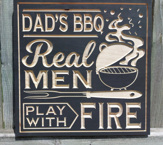 Wood Backyard BBQ Sign | Custom Name Engraving | Personalized BBQ Sign | Custom Outdoor Wood Sign | Carved Wooden Sign | Father's Day Gift |