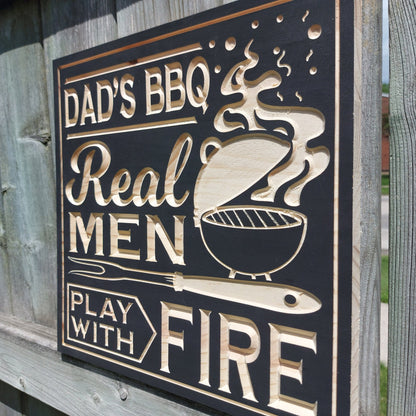 Wood Backyard BBQ Sign | Custom Name Engraving | Personalized BBQ Sign | Custom Outdoor Wood Sign | Carved Wooden Sign | Father's Day Gift |