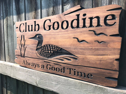 Custom Outdoor Cottage Sign | Wooden Anniversary Gift | Personalized Lakehouse Sign | Rustic Cottage Sign | Engraved Sign | Wood Sign | Loon