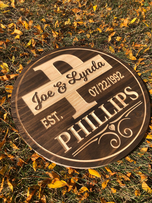 Personal Monogram Wedding Gift  Custom Wooden Sign  Anniversary Couple Gift  Engraved Engraving    Decorative Signs  family namesign