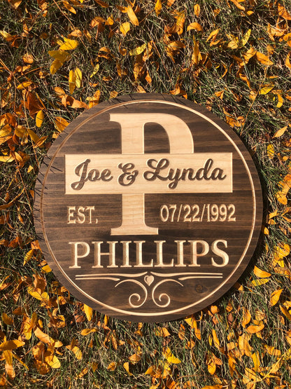 Personal Monogram Wedding Gift  Custom Wooden Sign  Anniversary Couple Gift  Engraved Engraving    Decorative Signs  family namesign