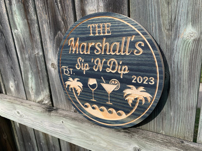 Custom Rustic Wood Beach Sign – Personalized Coastal Decor, Beach House Gift, Gift for Him or Her