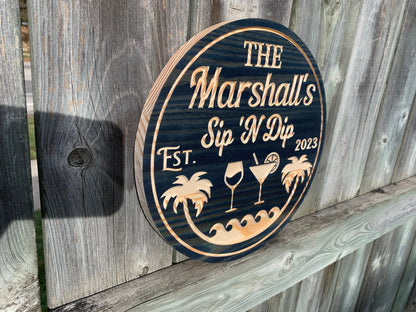 Custom Rustic Wood Beach Sign – Personalized Coastal Decor, Beach House Gift, Gift for Him or Her