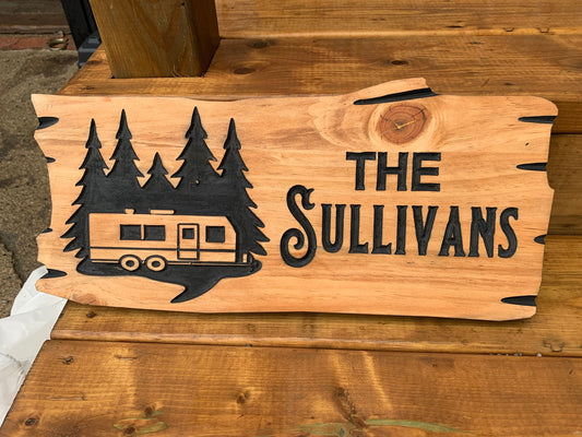 Custom Outdoor Cottage Sign | Cabin Anniversary Gift | Personalized Lakehouse Sign | Rustic Cottage Sign  Engraved Sign | Wood Trailer Sign