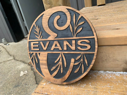 Custom Monogram Sign – Personalized Family Last Name Established Rustic Wedding Gift & Home Decor for Newlyweds