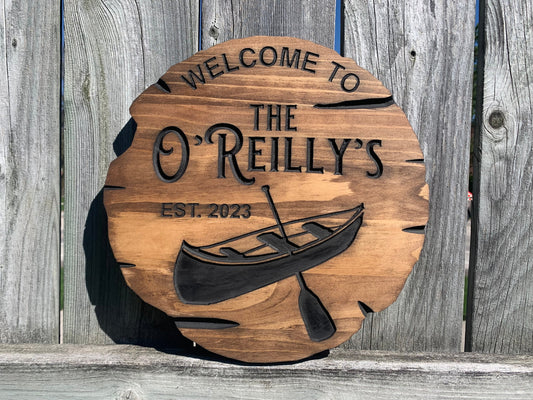 Outdoor Carved Sign – Custom Wooden Welcome Sign for Cabin, Lakehouse, Cottage, Camp Sign, Campfire Decor, Weekend Camping Gift