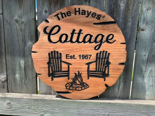 Custom Wood Cottage Sign – Personalised Rustic Wooden Sign for Home, Garden, or Door | Handmade House Plaque